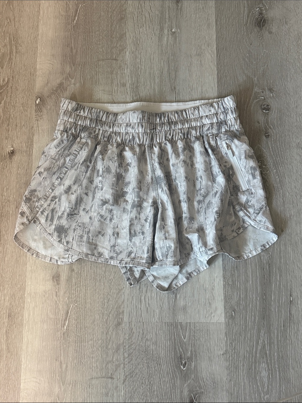 lululemon athletica Light Gray Patterned Women's Athletic “Track That” Shorts